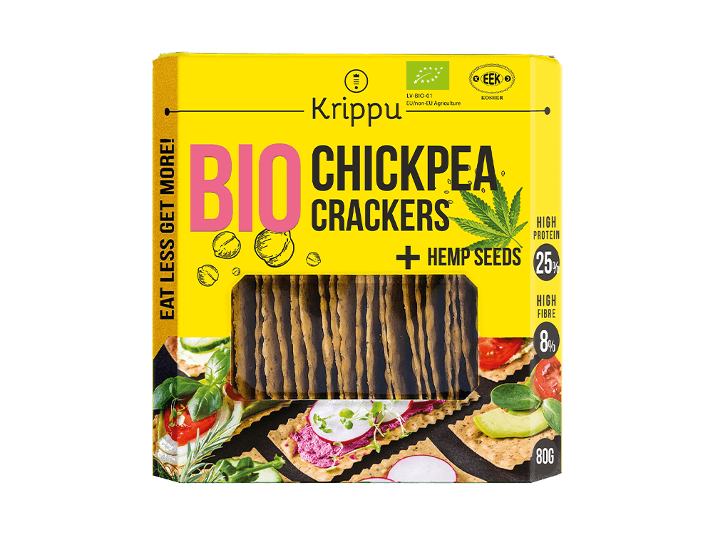 Glutenfreie Bio-Cracker mit Nüssen und Hanfsamen, 80 g, Krippu